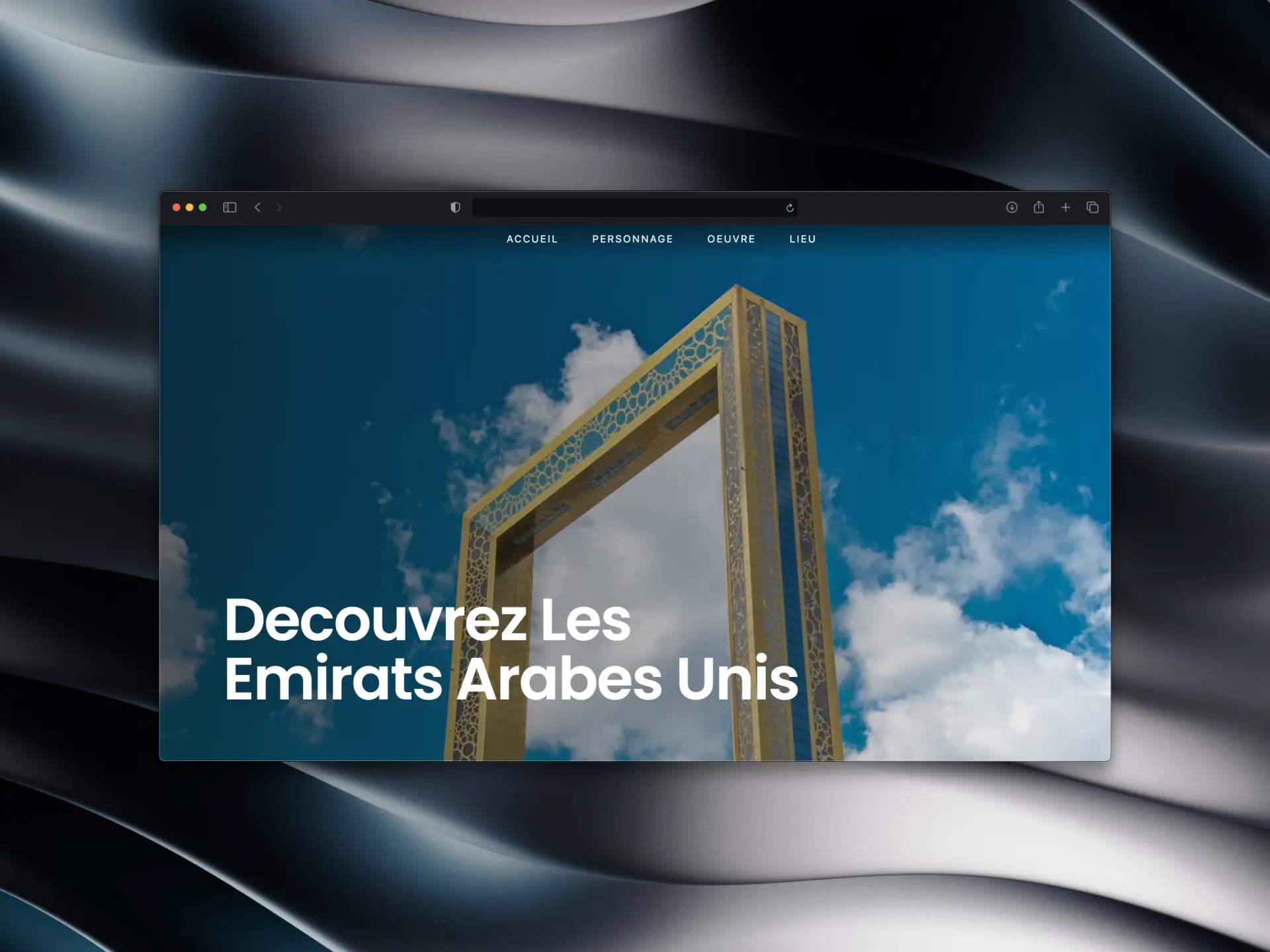 Header d'un site vitrine sur le pays des Emirats Arabes Unis